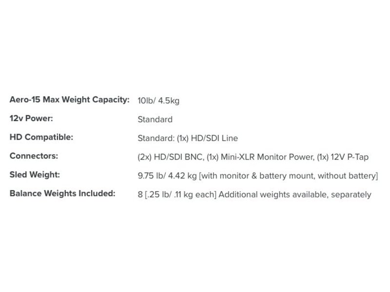 Steadicam A-HDVL15 AERO 15 System with Sled, 7 inch Monitor
