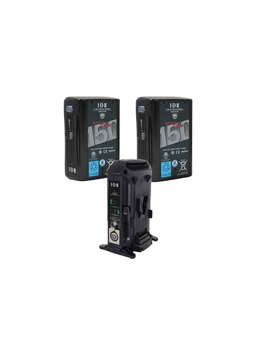 IDX 2x DUO-C150P Li-Ion V-Mount Battery & VL-2X Charger Kit - ED-CP150/2x +