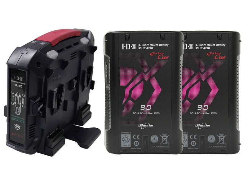 IDX Bundle bestehend aus: 2x IDX CUE-H90 V-Mount Akku & 1x IDX VL-4X 4-fach Ladegerät