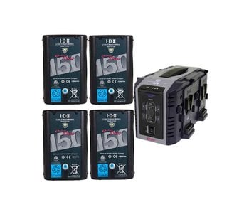 IDX 4 x DUO-C150P Batteries, 1 x VL-4Se Charger - ED-CP150/4Se +