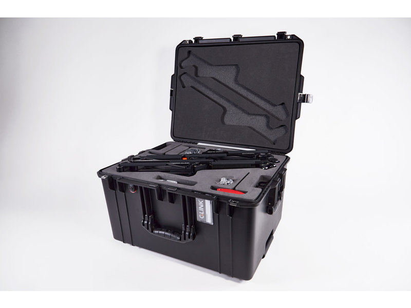 The GLINK Case is a dual layered, custom foamed Peli AIR 1637 travel case