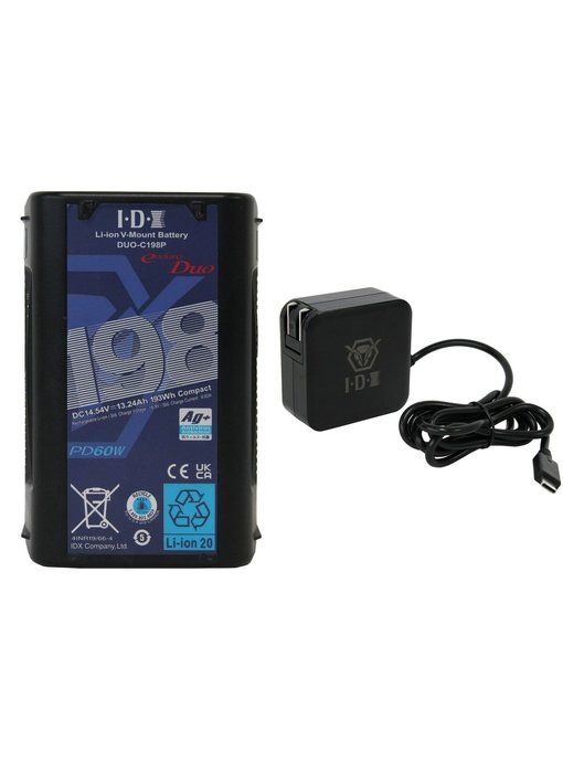 IDX ED-CP198/PD1 - 1x DUO-C198P Battery, 1x UC-PD1 USB Charger Kit