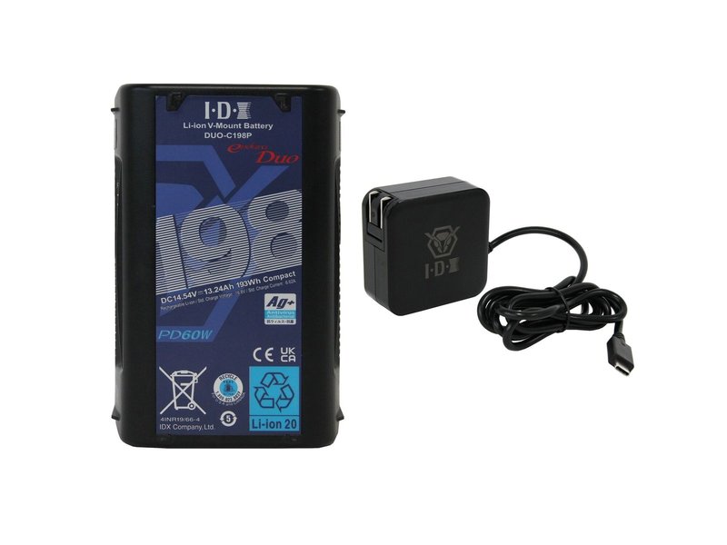 IDX ED-CP198/PD1 - 1x DUO-C198P Battery, 1x UC-PD1 USB Charger Kit