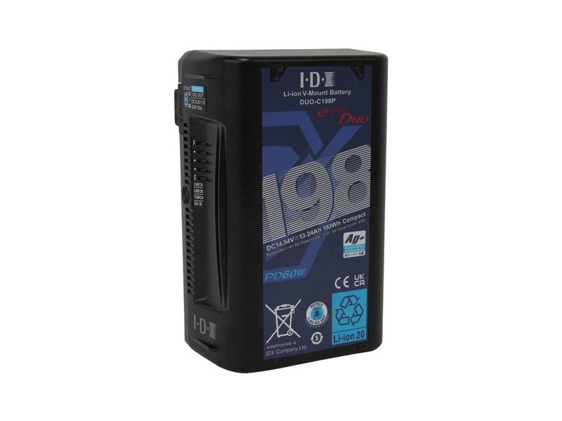 IDX 2x DUO-C198P Batteries, 1x VL-2000S Simultaneous Charger with 4 pin XLR DC Output (100W)