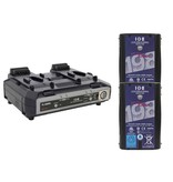 IDX 2x DUO-C198P Batteries, 1x VL-2000S Simultaneous Charger with 4 pin XLR DC Output (100W)