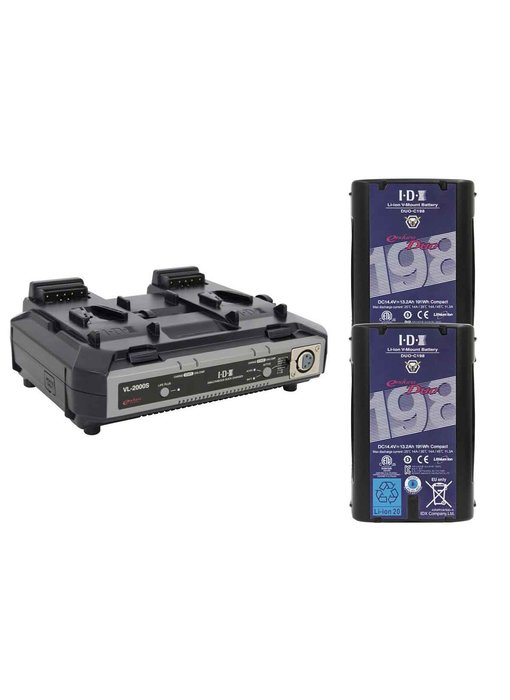 IDX ED-CP198/2000S - 2x Akku & VL-2000S Simultaneous Charger Kit +.