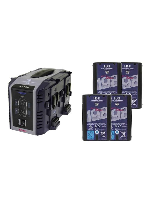 IDX 4x DUO-C198P Batteries, 1 x VL-4Se Simultaneous Charger - ED-CP198/4Se +.