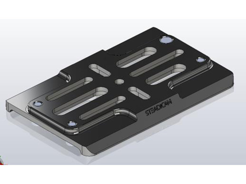 Steadicam Short Dovetail plate for Steadicam M-1. With machined recesses for the M1 feet.