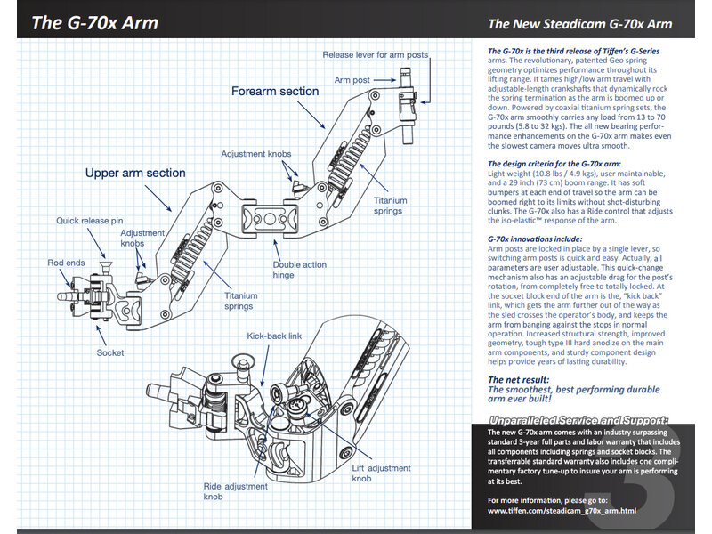 Steadicam G-70X Arm Iso-Elastic arm with lift and ride control (3/4" and 5/8" arm support included)