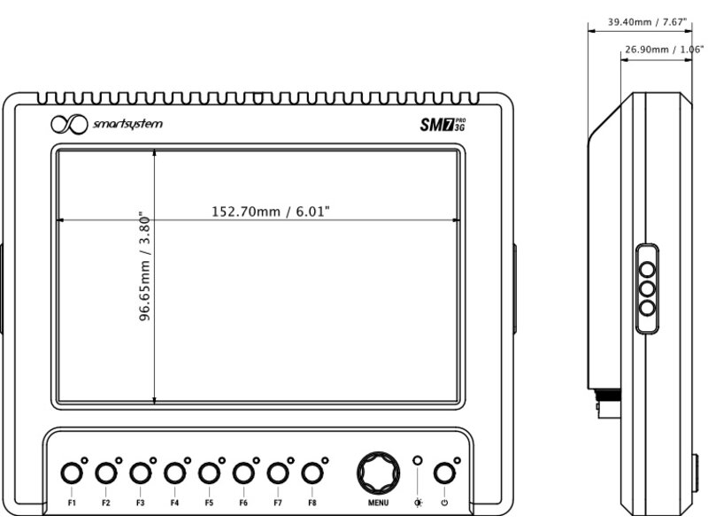 Smartsystem SM7-PRO-3G monitor– 3200nits, fanless, & stabilizer optimized