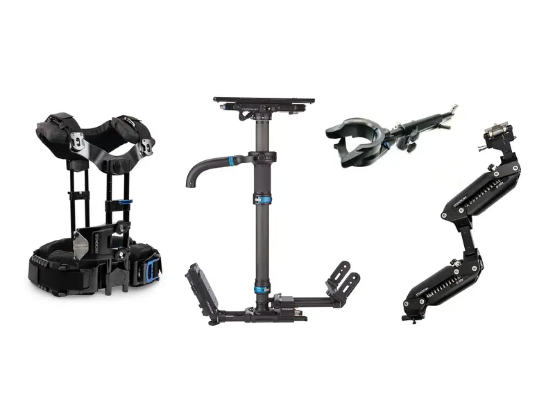 Steadicam M2 Top Stage Flat, M2 Base V-Lock 12/24V with Integral Monitor, G-50x ISO-Elastic Arm, Exovest With Large Socket Block ...