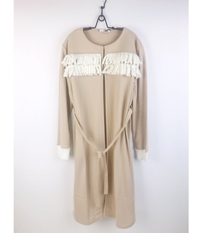 Twin-Set Cosy Robe Fringes Warm Beige 192LL2EAA