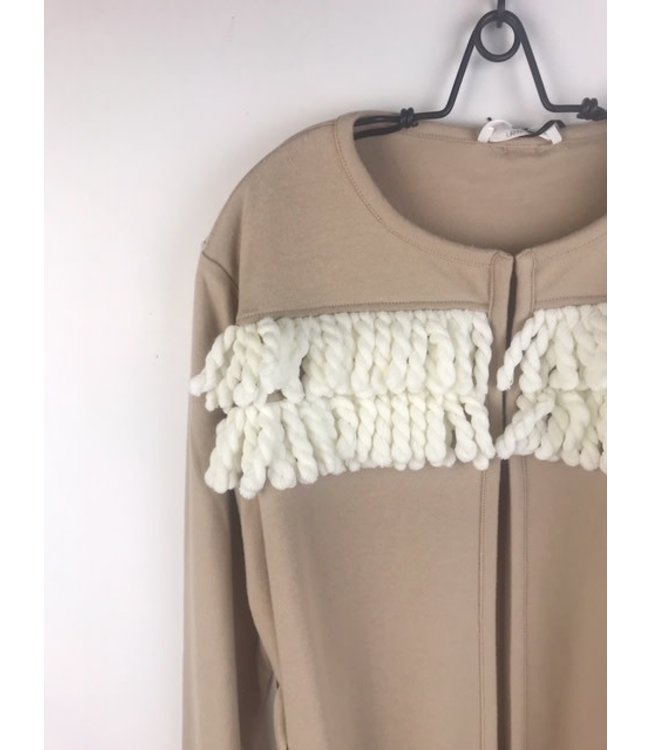 Twin-Set Cosy Robe Fringes Warm Beige 192LL2EAA