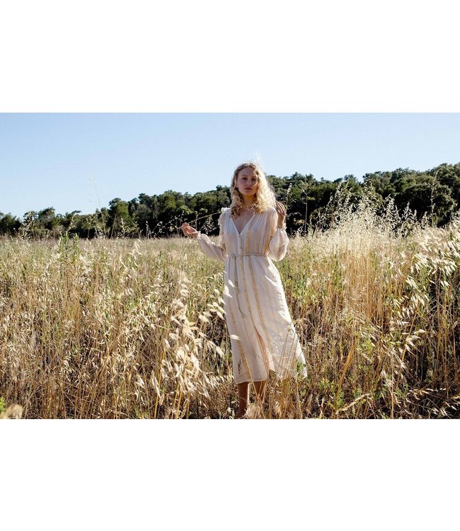 Dress Milla White/Gold Stripes