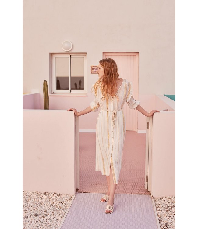 Dress Milla White/Gold Stripes