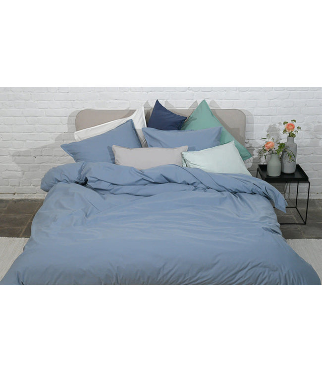 Set Stonewashed Percale Katoen Light blue