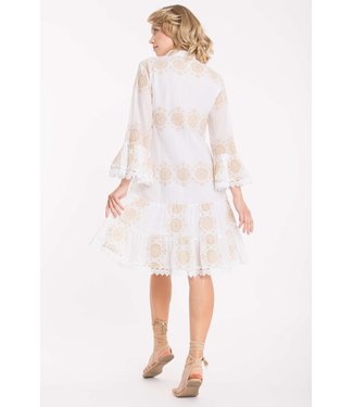 Iconique Monica 3/4 Sleeves Dress White Gold