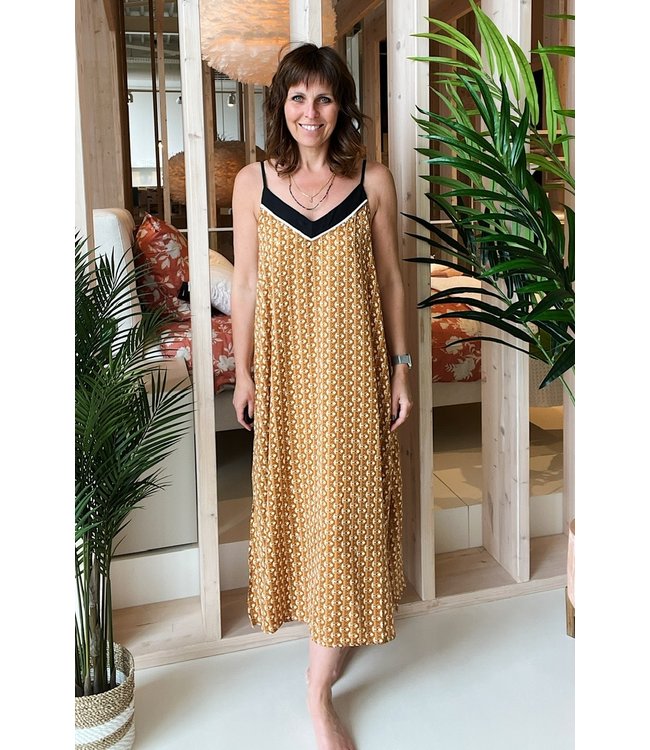 DKNY Golden Hour Maxi Dress Tan Logo