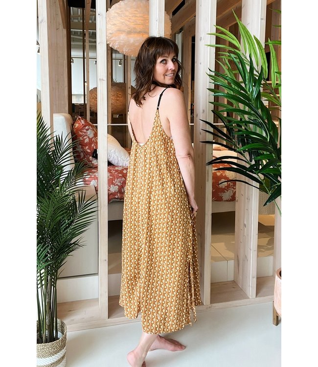 DKNY Golden Hour Maxi Dress Tan Logo