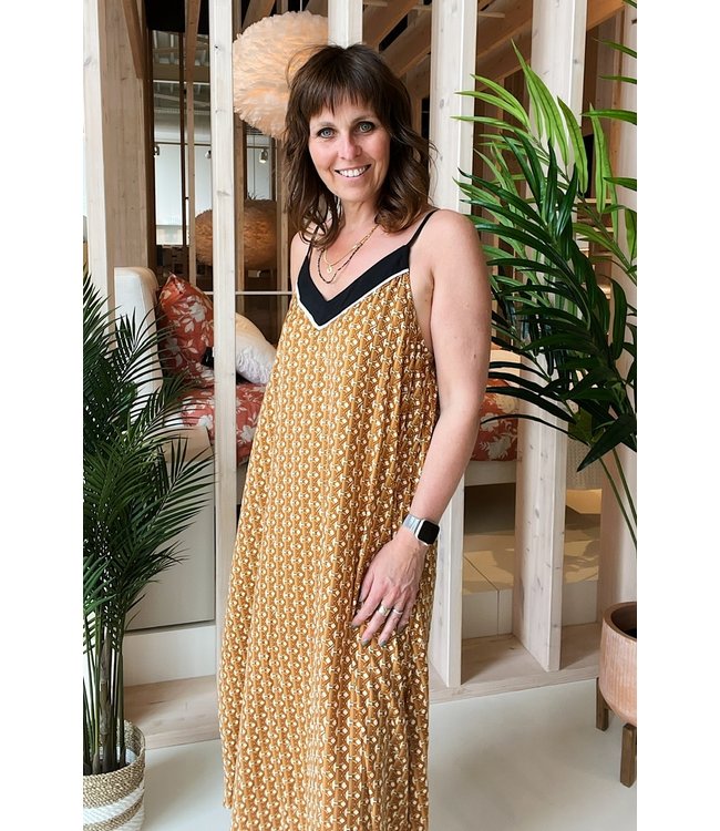 DKNY Golden Hour Maxi Dress Tan Logo