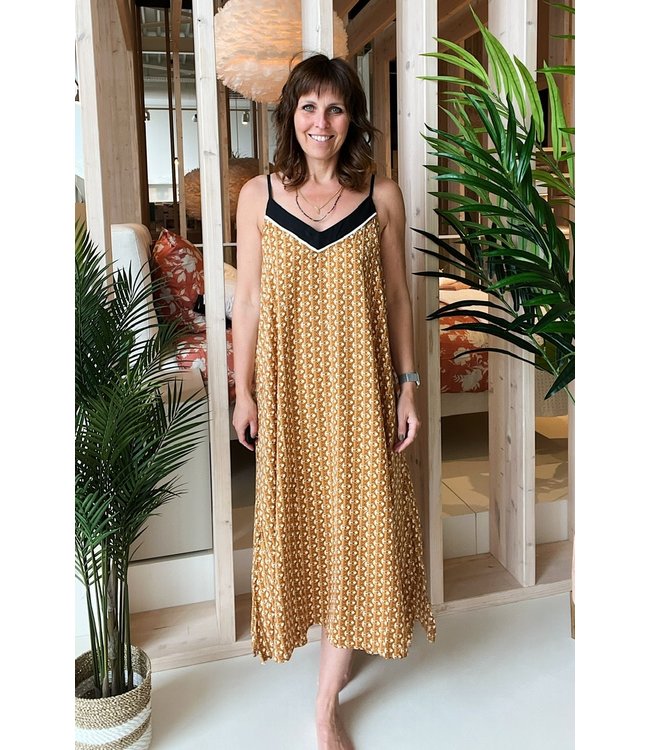 DKNY Golden Hour Maxi Dress Tan Logo