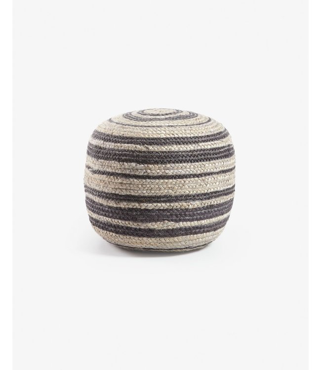 Saht Pouf Jute round light grey and black