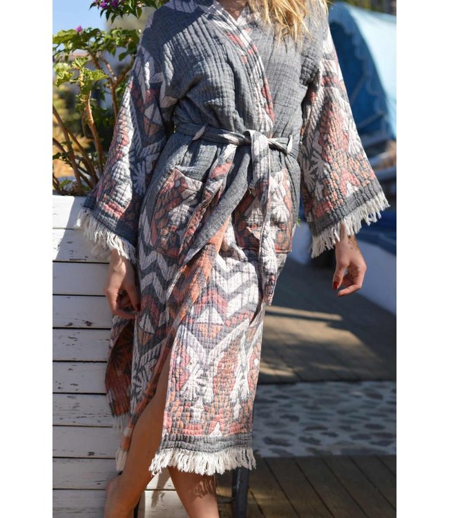 Zus en Zomer Bathrobe Kimono Reza - Gray