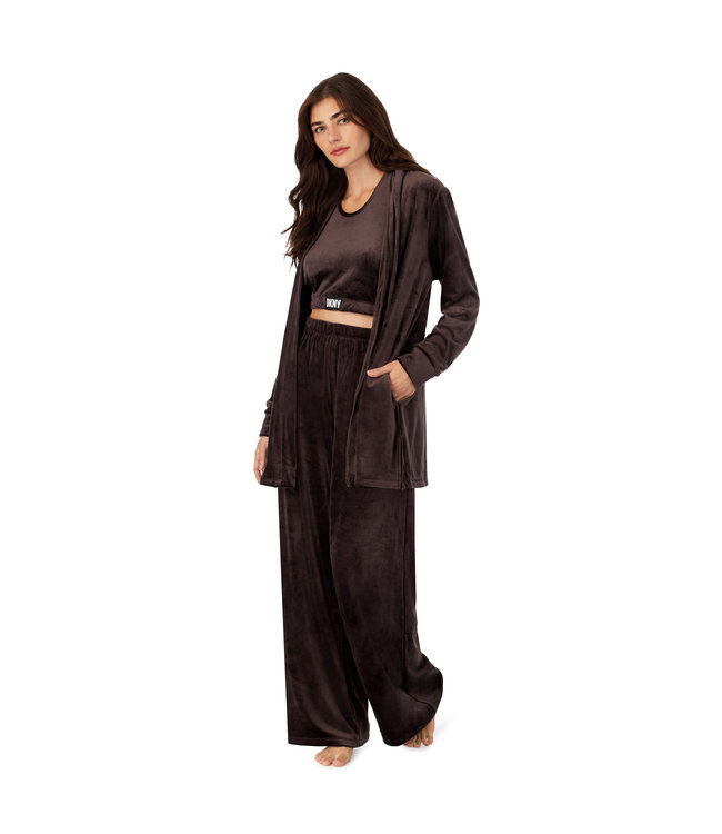 DKNY Crop Top&Pants Lounge Set Velour Luxe Expresso