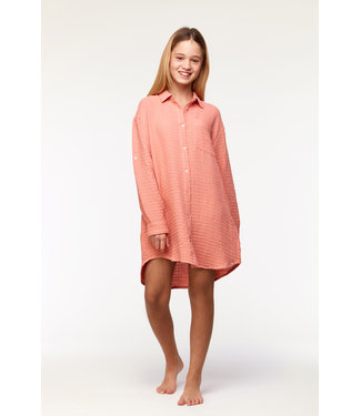 231-2-YDC-W/491 Girls Button Trough Dress Coral Almond