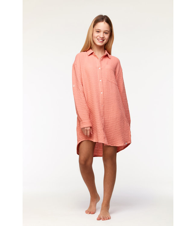 231-2-YDC-W/491 Girls Button Trough Dress Coral Almond