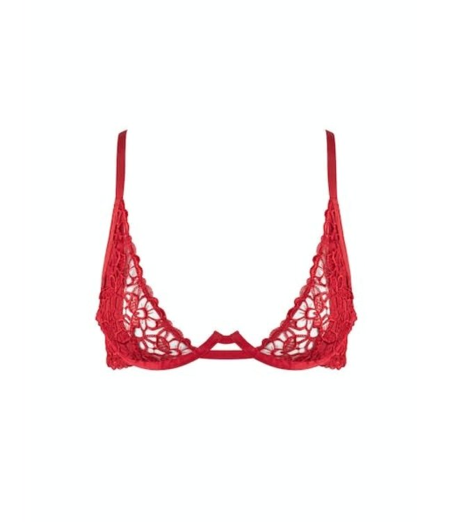 Plunge Bra Guipure Scandale  Red