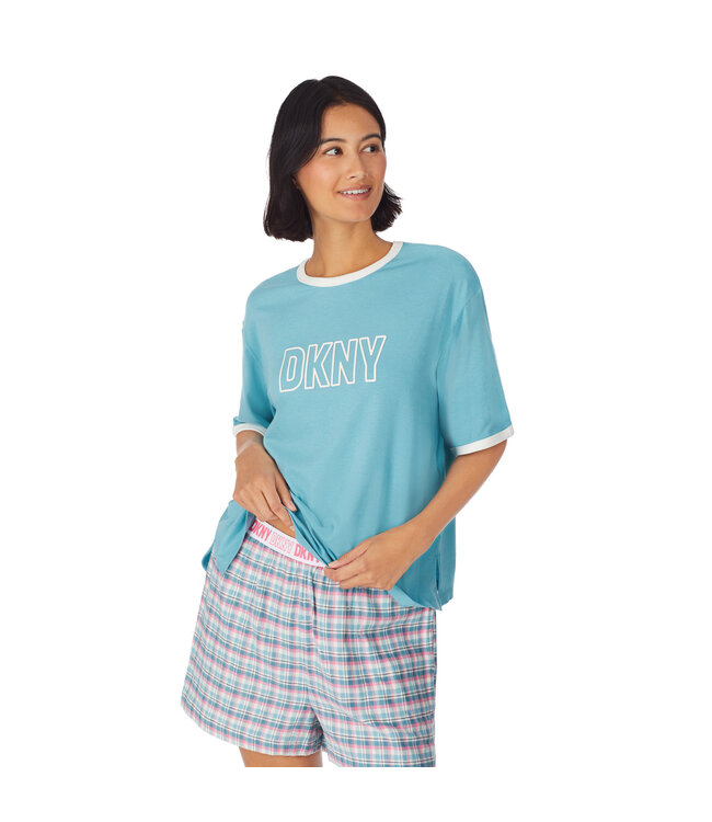 DKNY Top & Boxer Sleep Set Teal Mist