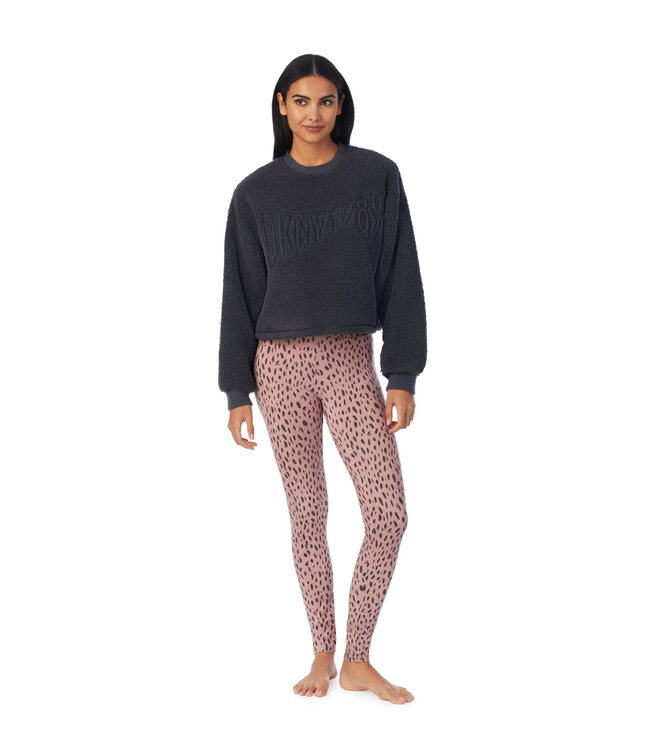 DKNY Top & Legging Lounge Set Bellflower Brown Animal
