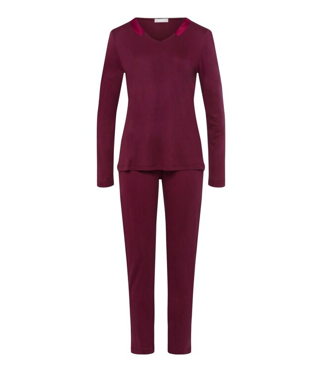 Hanro Joela L/Slv. Pyjama Ruby Wine