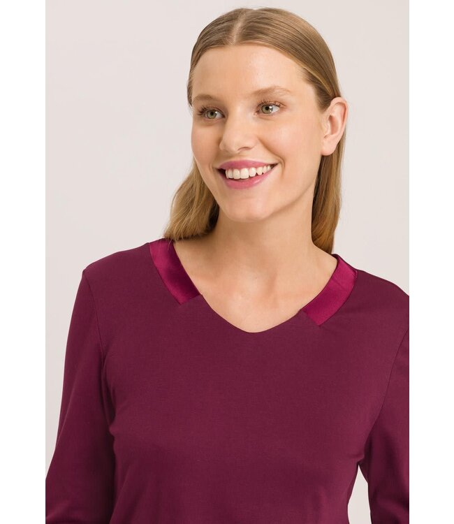 Hanro Joela L/Slv. Pyjama Ruby Wine