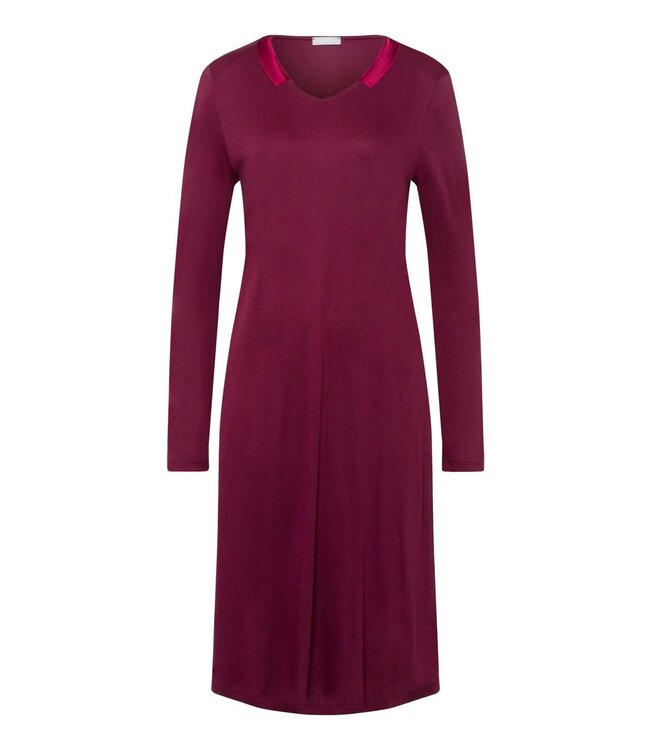 Hanro Joela L/Slv. Nightdress Long Ruby Wine