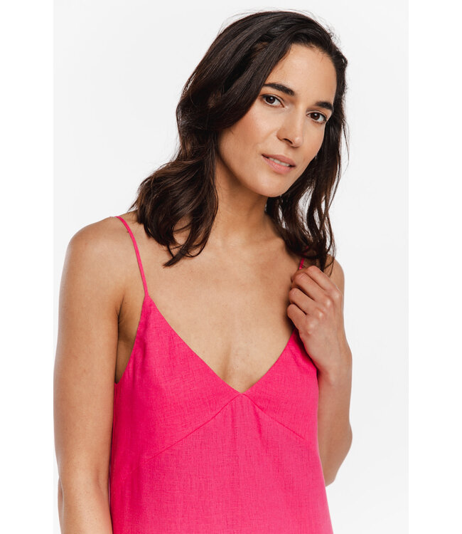 Coemi Linen Dream Homewear Dress Long Fuchsia