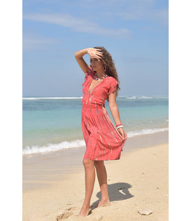 Hot Lava Annabelle Moonstone Dress Hot Coral