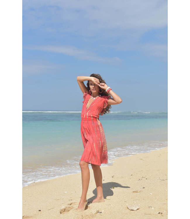 Hot Lava Annabelle Moonstone Dress Hot Coral