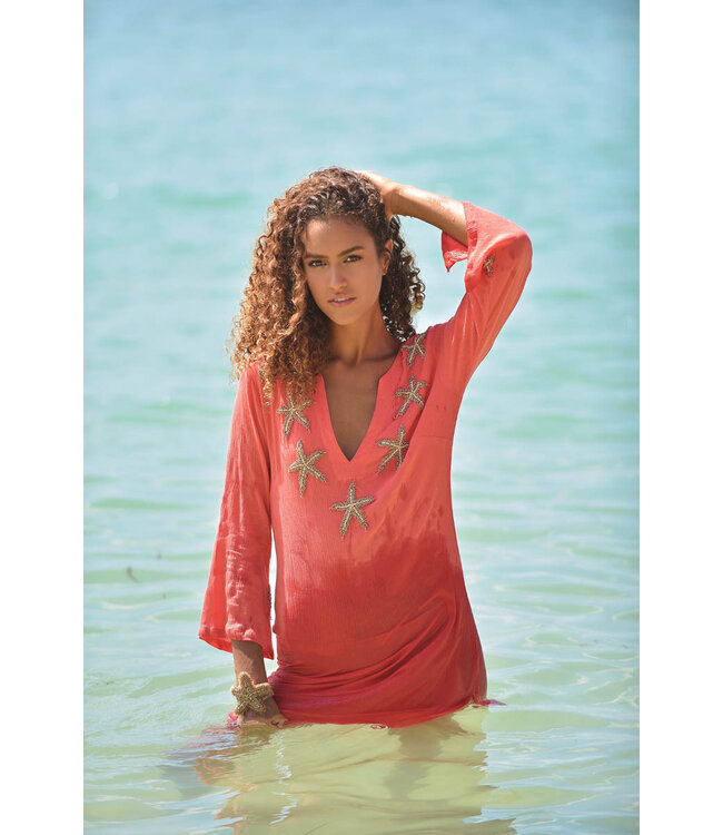 Hot Lava Starfish Tunic Hot Coral/ Bronze