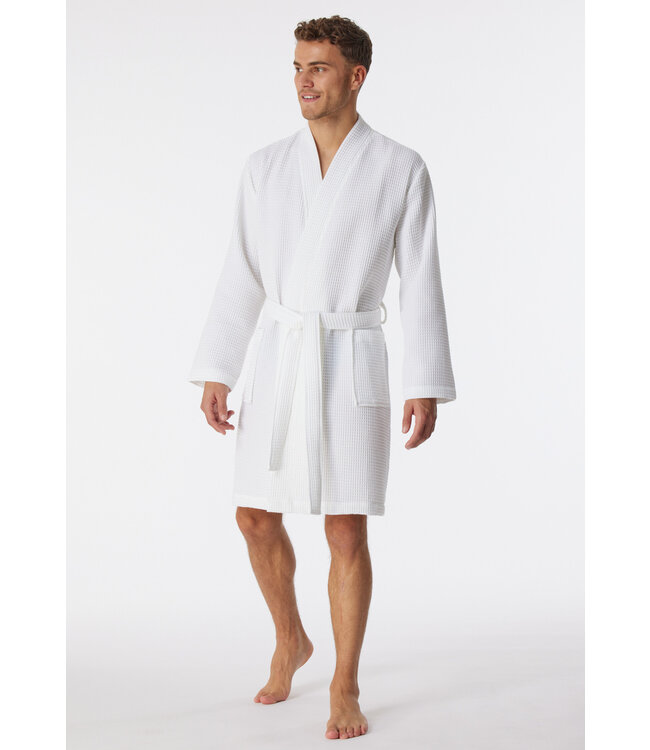 Schiesser Badjas Organic Waffle Cotton White