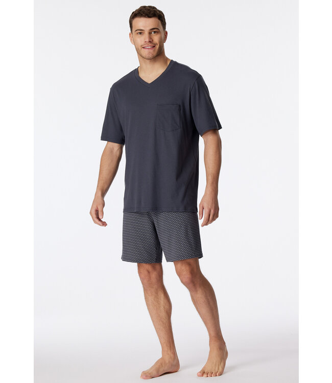 Schiesser Pyjama Men Short Set Relaxed Charcoal