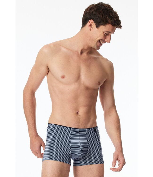Schiesser Mini Boxershort Modaal Blauwgrijs Streep