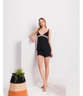 Pink Label Nightwear Set Bamboo Lace Yacht Blue