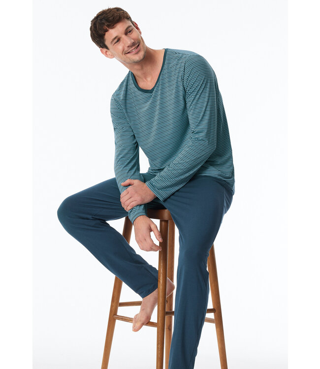 Schiesser Pyjama Heren Jeans Blue