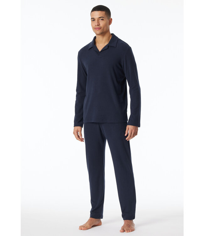 Schiesser Pyjama Heren Polo Dark Blue