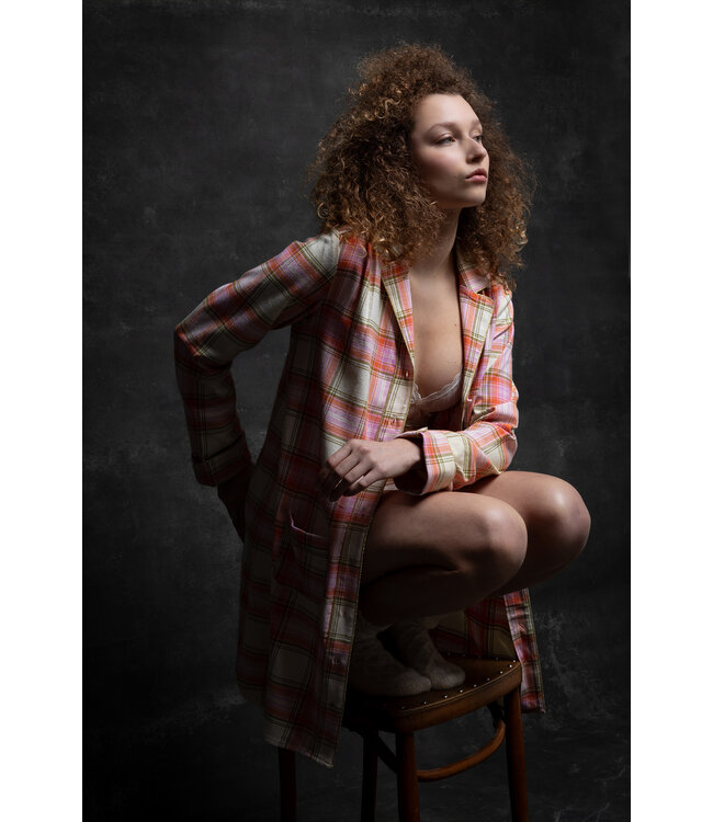 Woven Dress Ecru Ruit 242-50-XDC-W/992