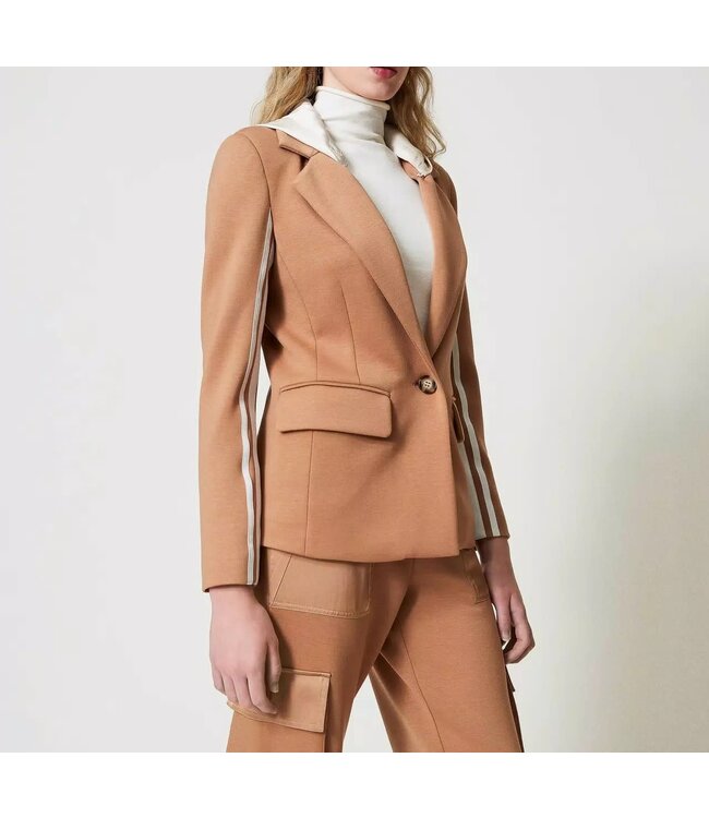 Twin-Set Knitted Blazer Bicolor Caramel