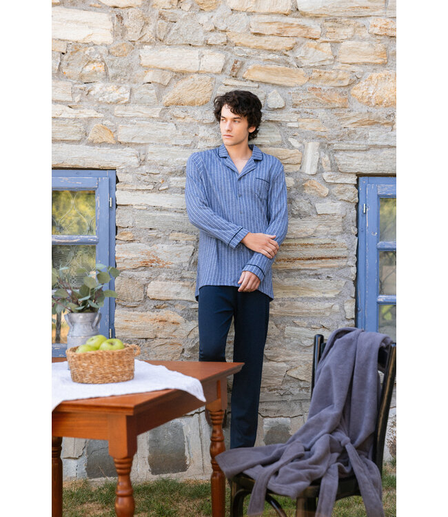Ulisse Pyjama Jacquard Blue Stripe
