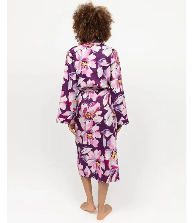 Cyberjammies Hazel Dressing Gown Dark Purple Floral Print